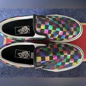 Iridescent checker excellent condition vans slip on